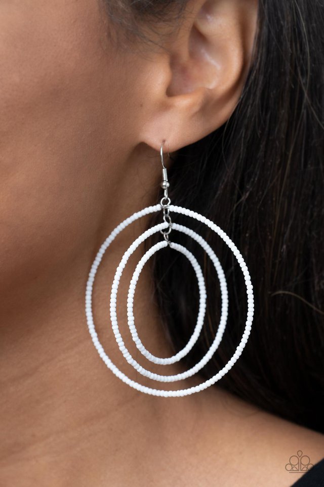 Colorfully Circulating - White - Paparazzi Earring Image