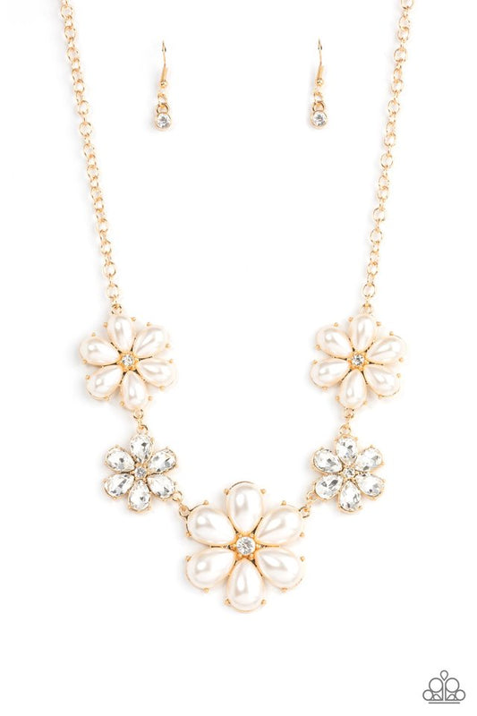 Fiercely Flowering - Gold - Paparazzi Necklace Image