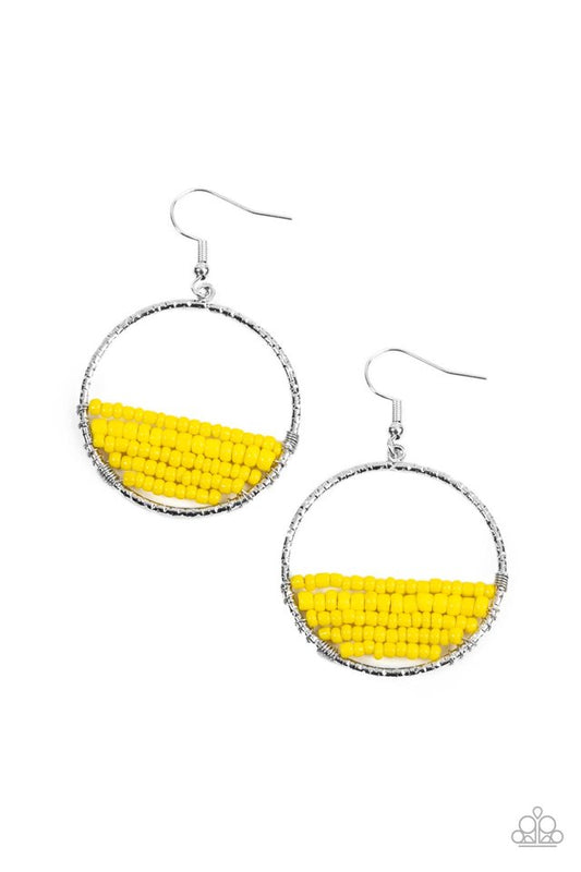 Head-Over-Horizons - Yellow - Paparazzi Earring Image