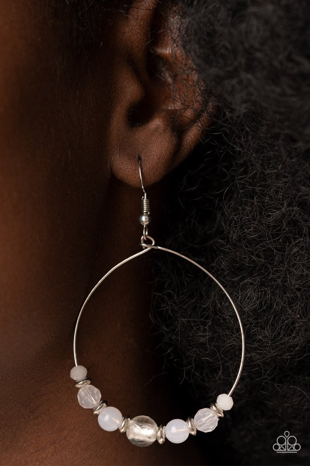 Ambient Afterglow - White - Paparazzi Earring Image