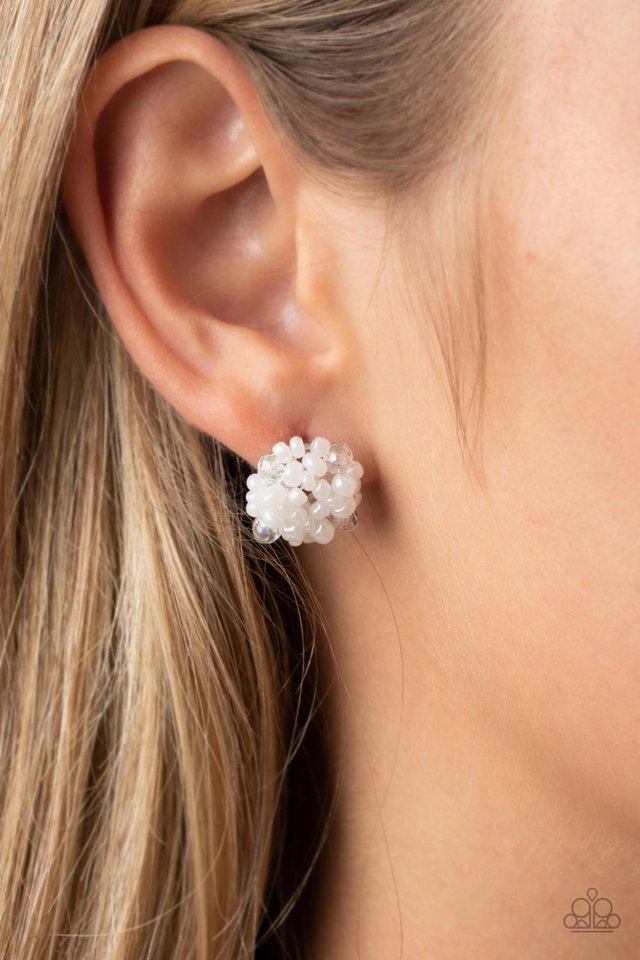 Bunches of Bubbly - White - Paparazzi Earring Image