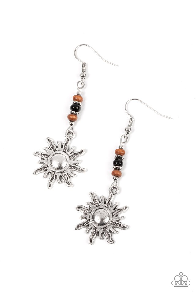 Sunshiny Days - Black - Paparazzi Earring Image
