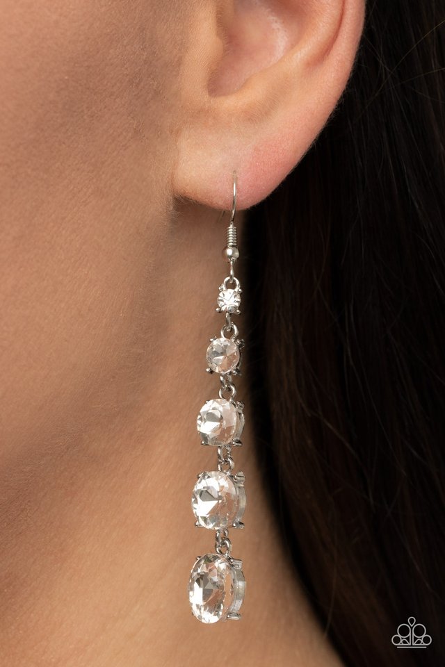 Red Carpet Charmer - White - Paparazzi Earring Image