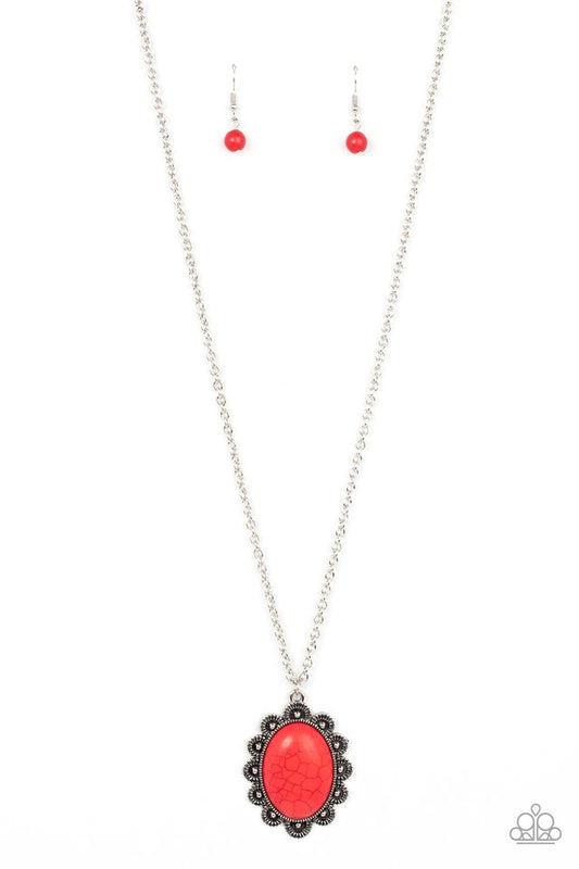 Daisy Dotted Deserts - Red - Paparazzi Necklace Image