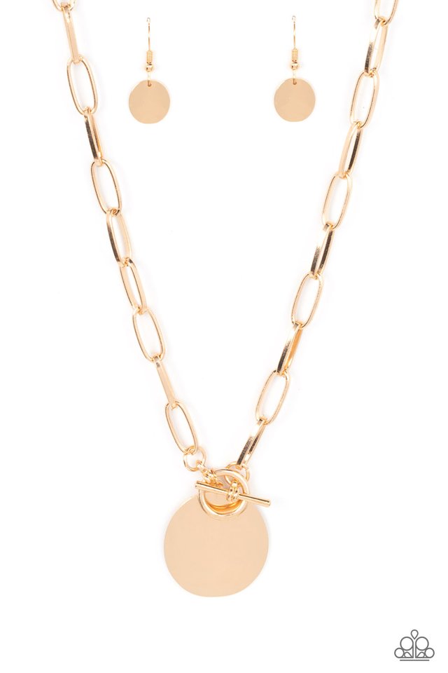 Tag Out - Gold - Paparazzi Necklace Image