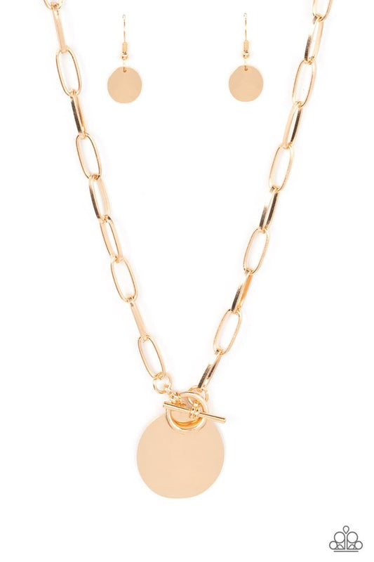 Tag Out - Gold - Paparazzi Necklace Image