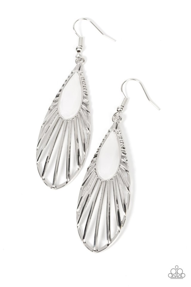 WING-A-Ding-Ding - White - Paparazzi Earring Image