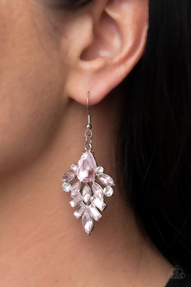 Stellar-escent Elegance - Pink - Paparazzi Earring Image