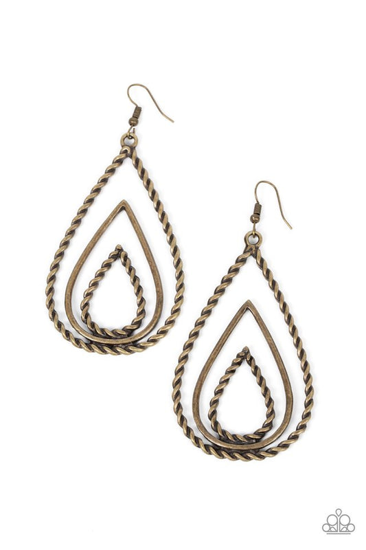 Tastefully Twisty - Brass - Paparazzi Earring Image