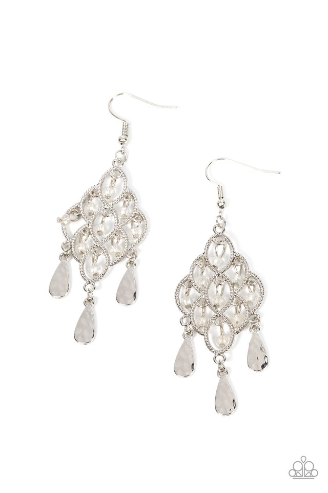 Sentimental Shimmer - White - Paparazzi Earring Image