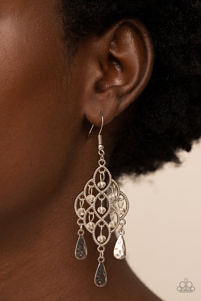 Sentimental Shimmer - White - Paparazzi Earring Image