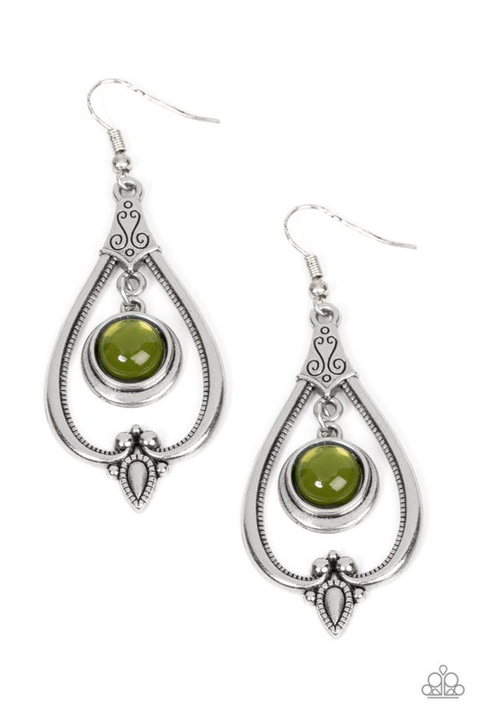 Ethereal Emblem - Green - Paparazzi Earring Image