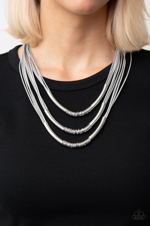Mechanical Mania - Silver - Paparazzi Necklace Image