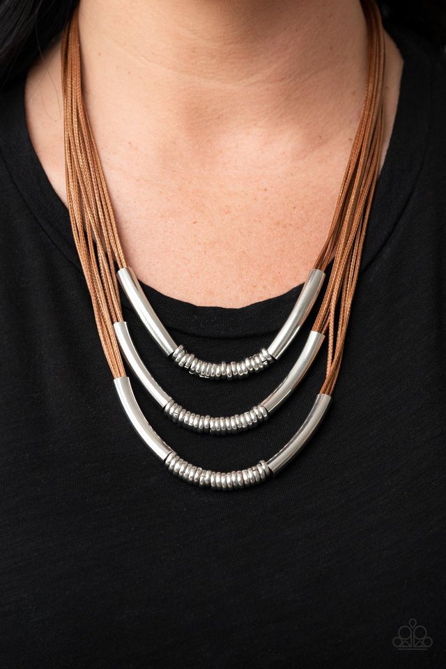Mechanical Mania - Brown - Paparazzi Necklace Image