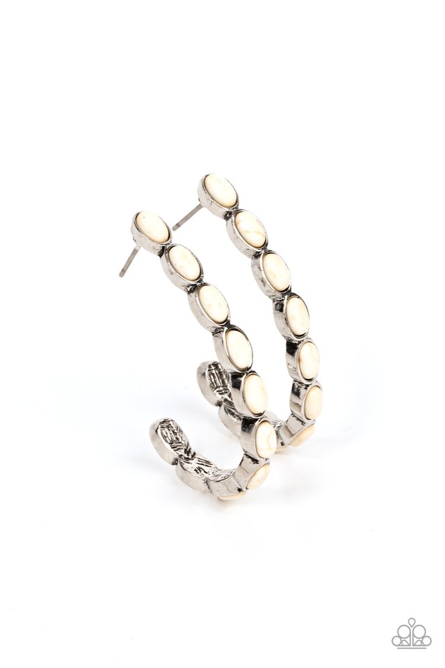 Kick Up a SANDSTORM - White - Paparazzi Earring Image