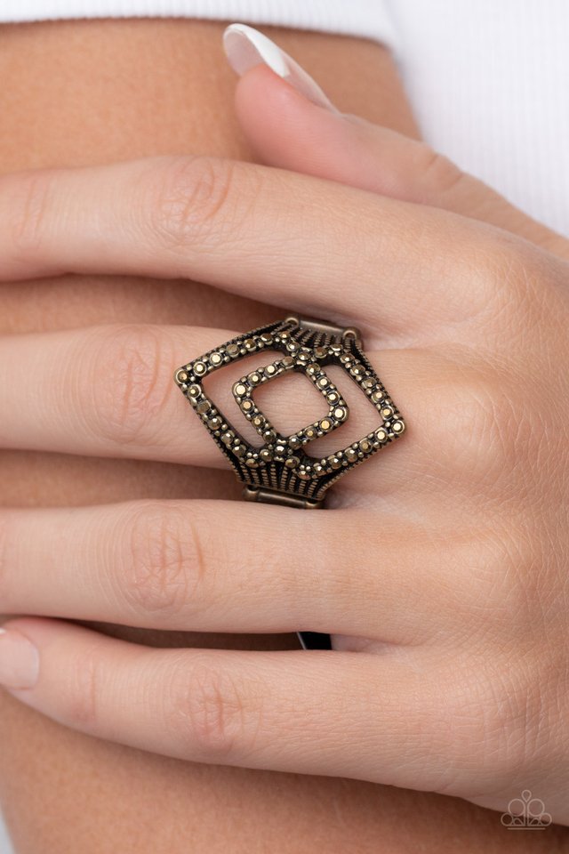 Diamond Duet - Brass - Paparazzi Ring Image