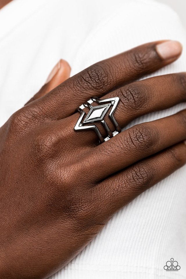 Deceivingly Diamond - Black - Paparazzi Ring Image