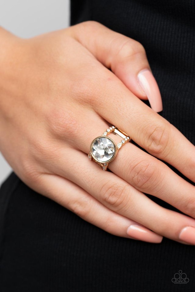 High Roller Sparkle - Gold - Paparazzi Ring Image