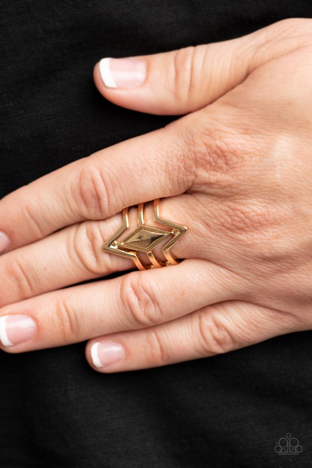 Deceivingly Diamond - Gold - Paparazzi Ring Image