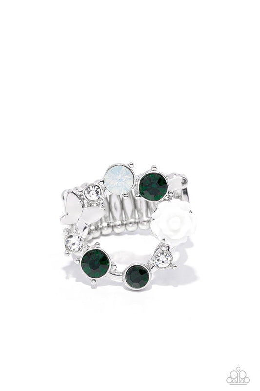 Butterfly Bustle - Green - Paparazzi Ring Image