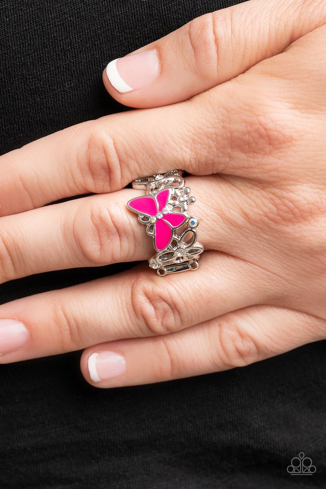 All FLUTTERED Up - Pink - Paparazzi Ring Image