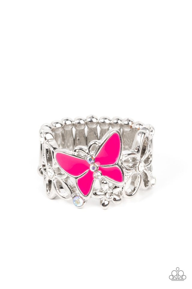 All FLUTTERED Up - Pink - Paparazzi Ring Image