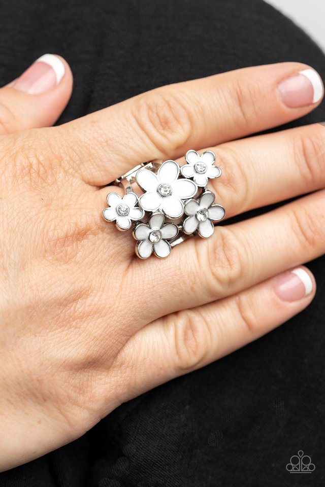 Boastful Blooms - White - Paparazzi Ring Image