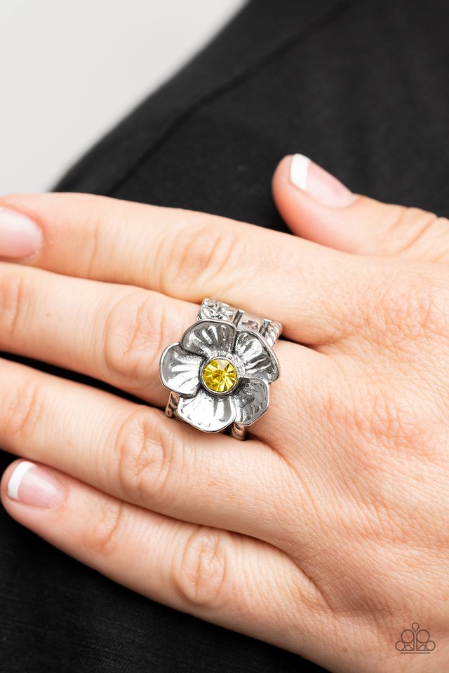 Prismatically Petunia - Yellow - Paparazzi Ring Image