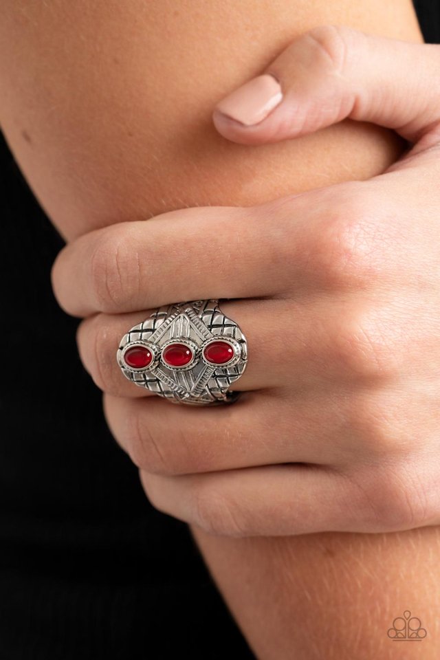 Eye-Catching Cats Eye - Red - Paparazzi Ring Image
