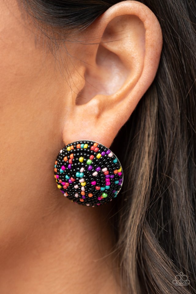Kaleidoscope Sky - Black - Paparazzi Earring Image