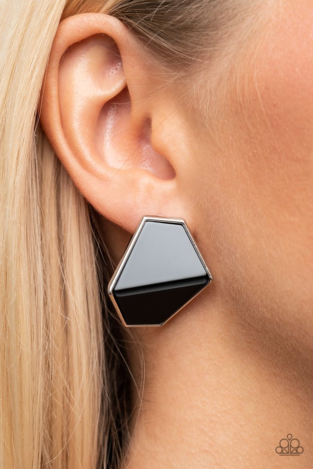 Generically Geometric - Black - Paparazzi Earring Image