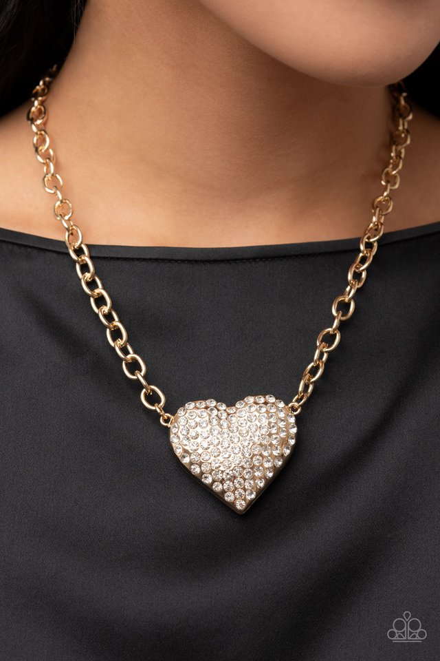 Heartbreakingly Blingy - Gold - Paparazzi Necklace Image