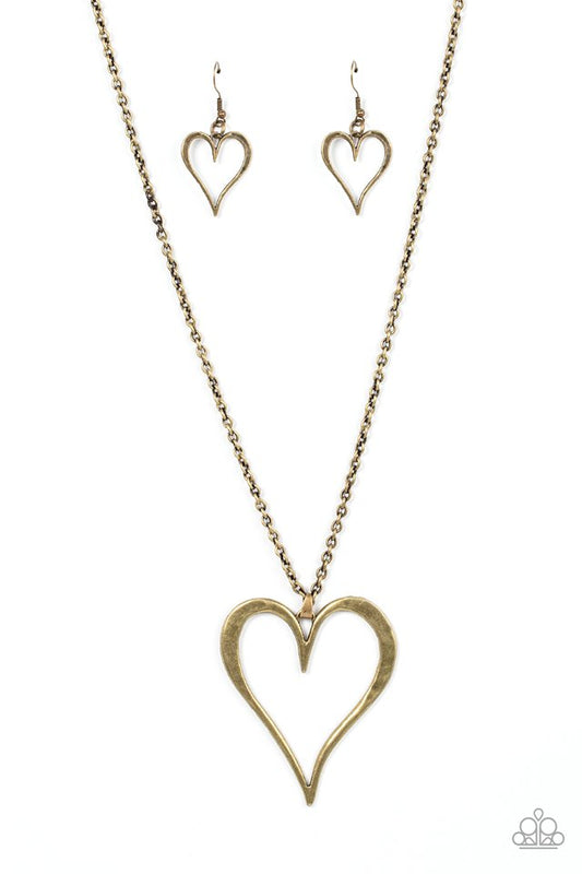 Hopelessly In Love - Brass - Paparazzi Necklace Image
