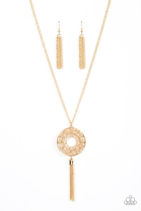 Tai Chi Tassel - Gold - Paparazzi Necklace Image