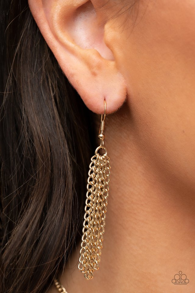 Tai Chi Tassel - Gold - Paparazzi Necklace Image