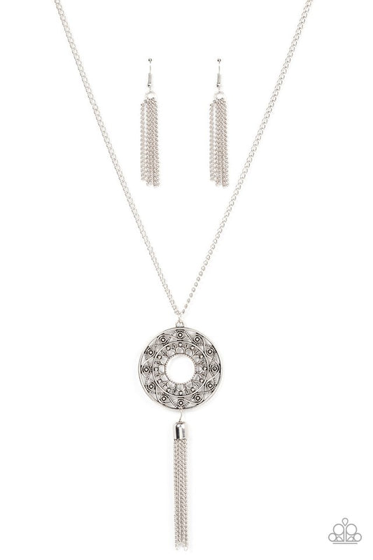 Tai Chi Tassel - Silver - Paparazzi Necklace Image