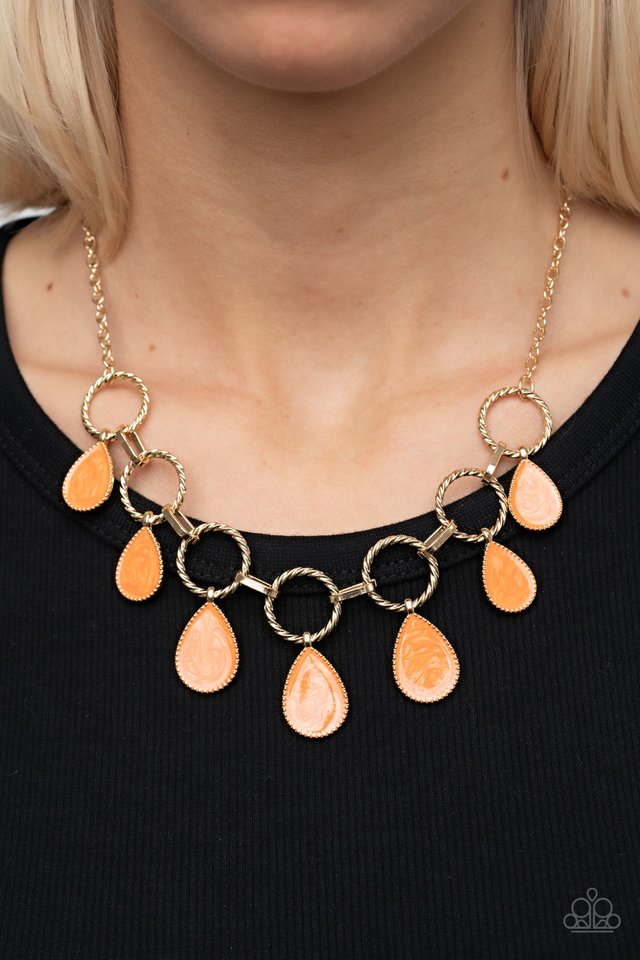 Golden Glimmer - Orange - Paparazzi Necklace Image