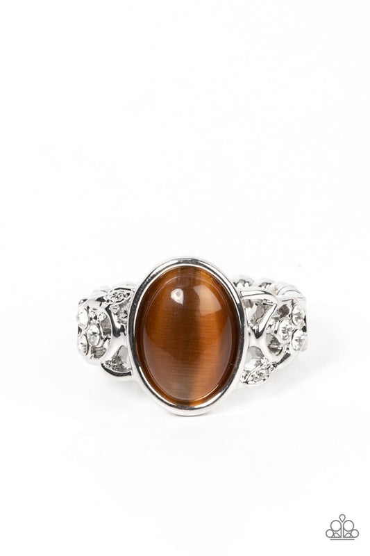 Crystals and Cats Eye - Brown - Paparazzi Ring Image