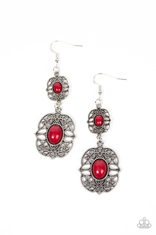 Victorian Villa - Red - Paparazzi Earring Image