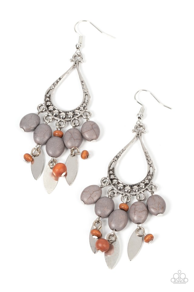 Adobe Air - Silver - Paparazzi Earring Image