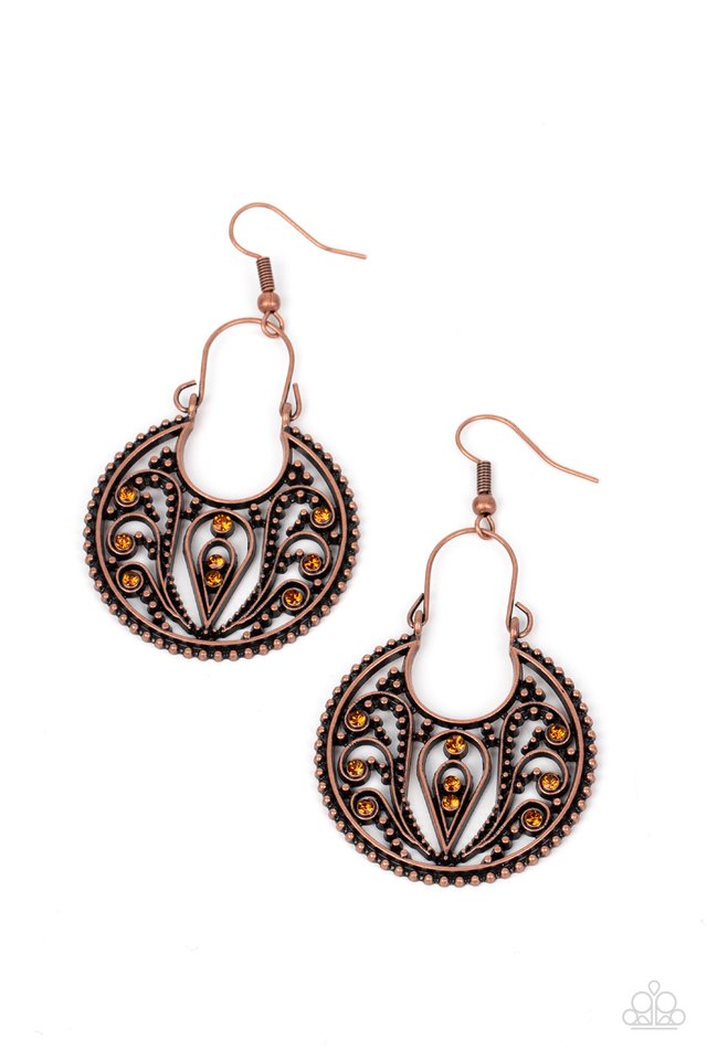 Vineyard Villa - Copper - Paparazzi Earring Image
