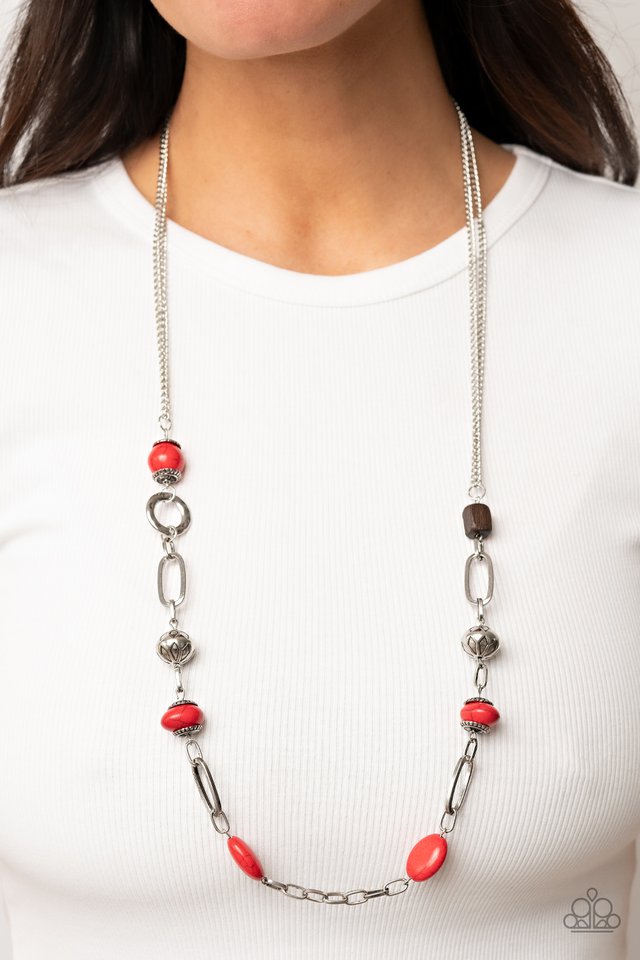 Barefoot Bohemian - Red - Paparazzi Necklace Image