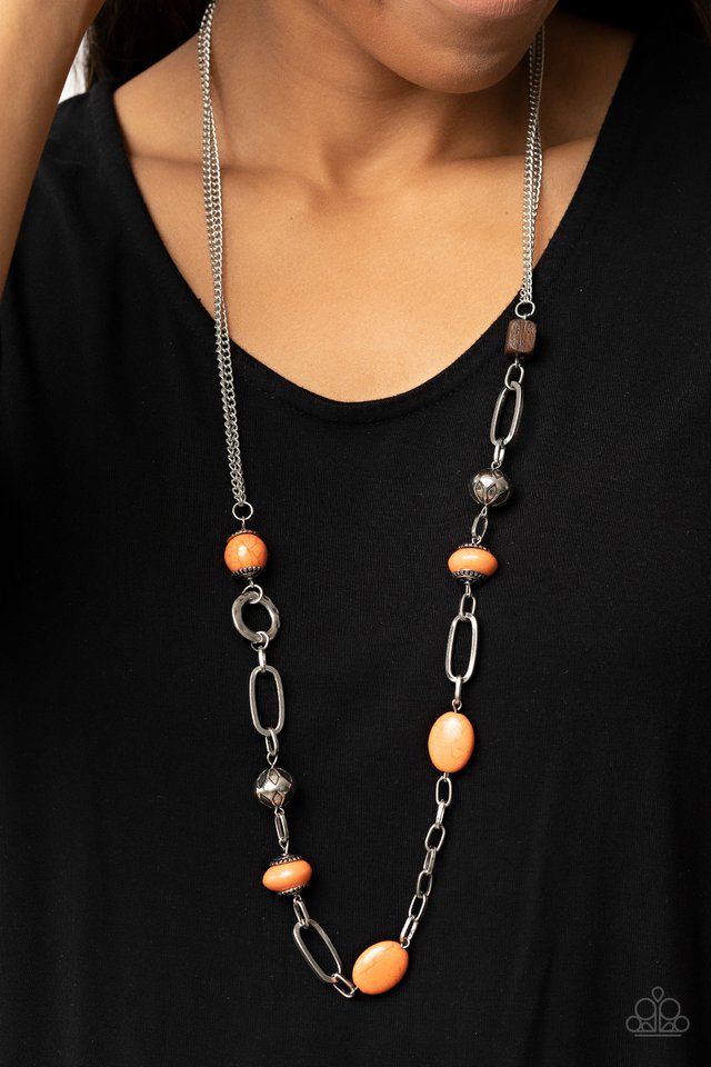 Barefoot Bohemian - Orange - Paparazzi Necklace Image