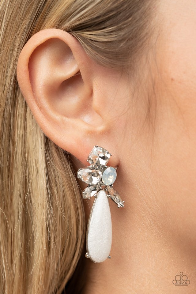 DIY Dazzle - White - Paparazzi Earring Image