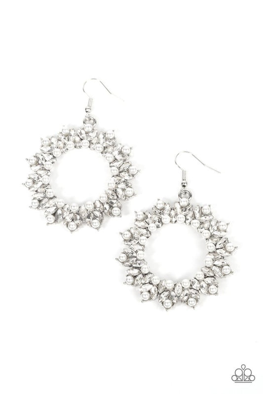 Combustible Couture - White - Paparazzi Earring Image