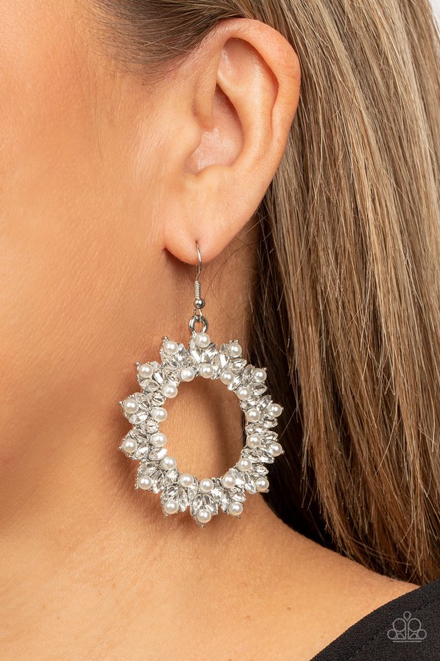 Combustible Couture - White - Paparazzi Earring Image