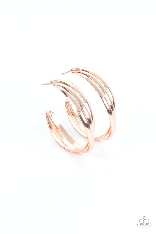 Curvy Charmer - Rose Gold - Paparazzi Earring Image