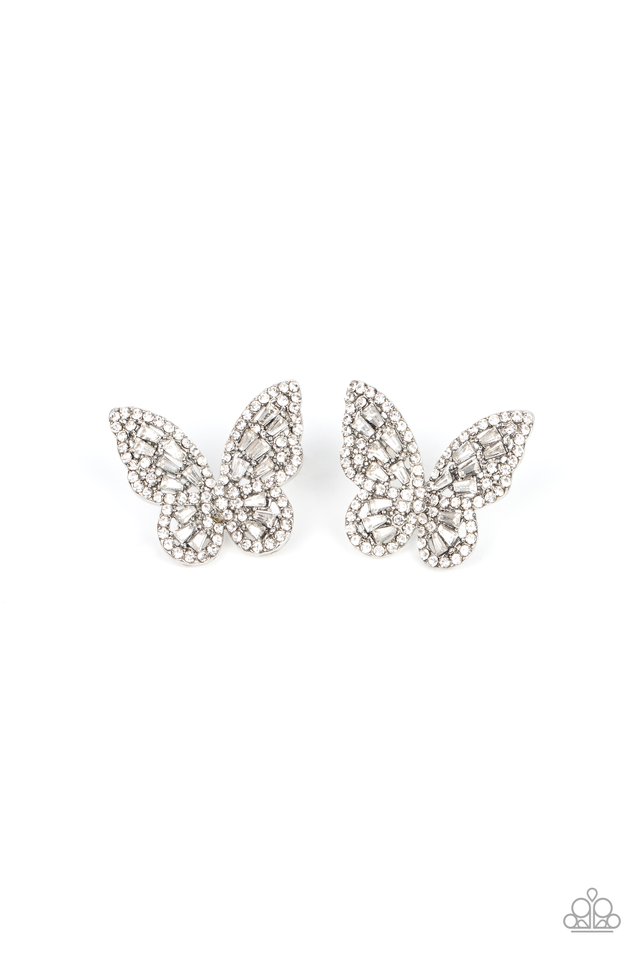 Smooth Like FLUTTER - White - Paparazzi Earring Image