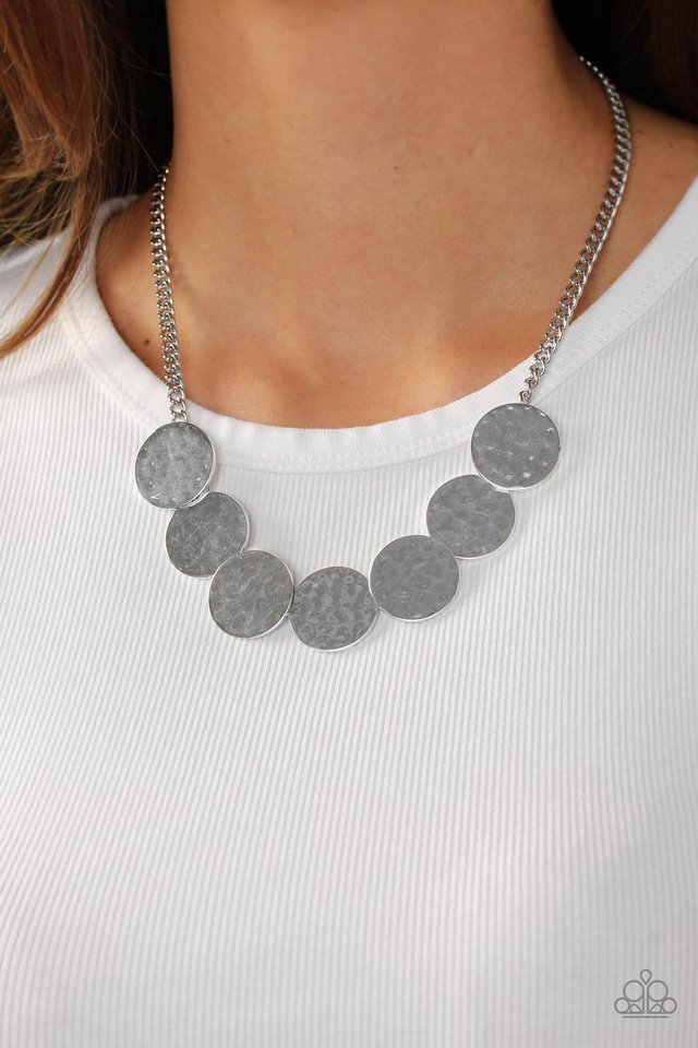 Flip a Coin - Silver - Paparazzi Necklace Image