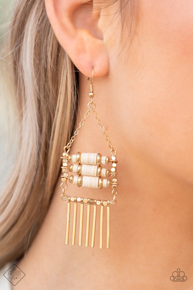 Tribal Tapestry - Gold - Paparazzi Earring Image